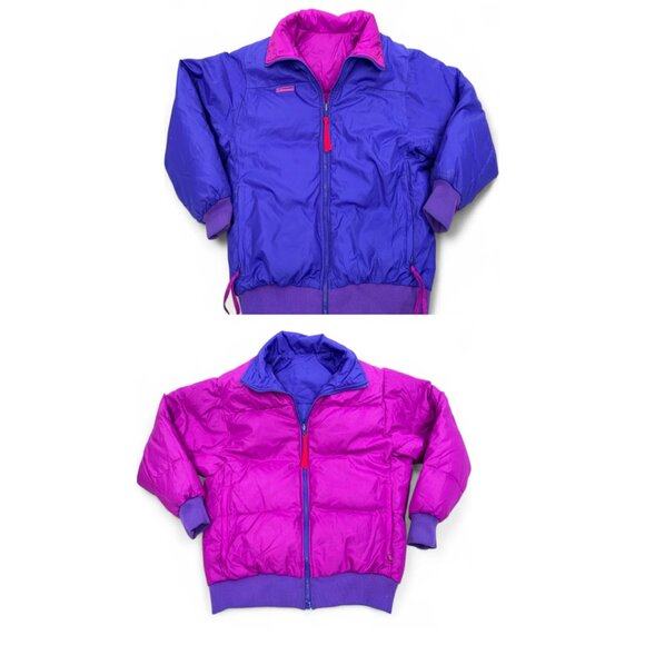 Columbia Vintage Reversible Down Puffer Bomber Ski Snow Board Jacket Women's L - Picture 1 of 8